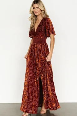 Hot Baltic Born Veronica Velvet Maxi Dress | Rust