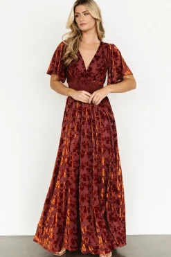 Hot Baltic Born Veronica Velvet Maxi Dress | Rust