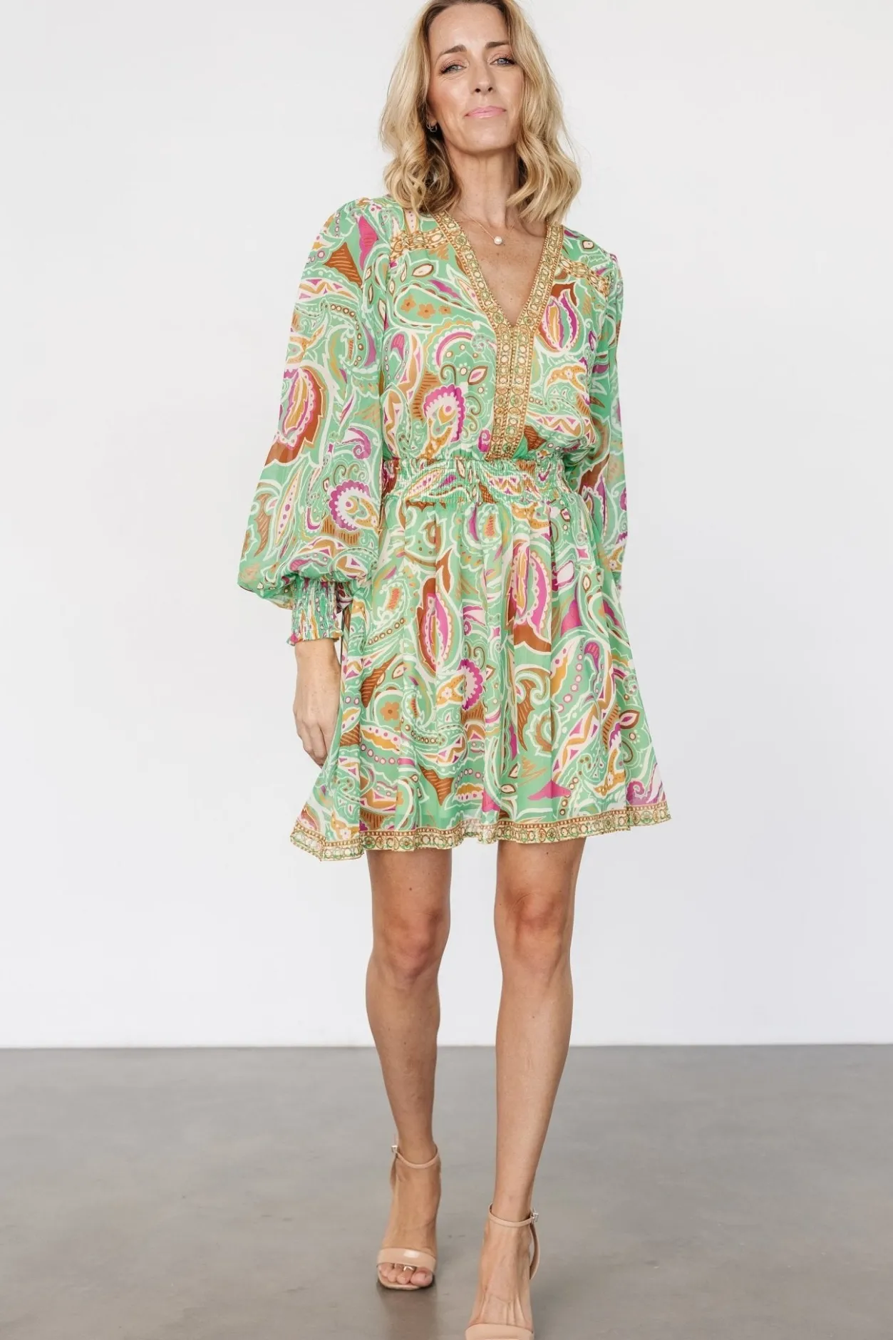 Best Baltic Born Vesta Short Dress | Green Print GreenPrint