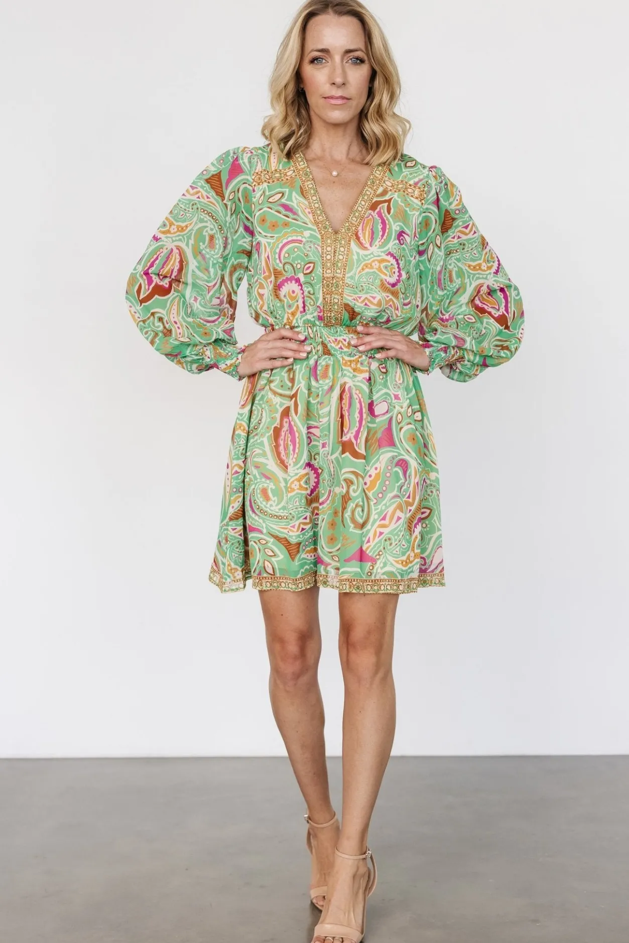 Best Baltic Born Vesta Short Dress | Green Print GreenPrint