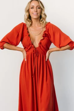 New Baltic Born Vicki Midi Dress | Rust