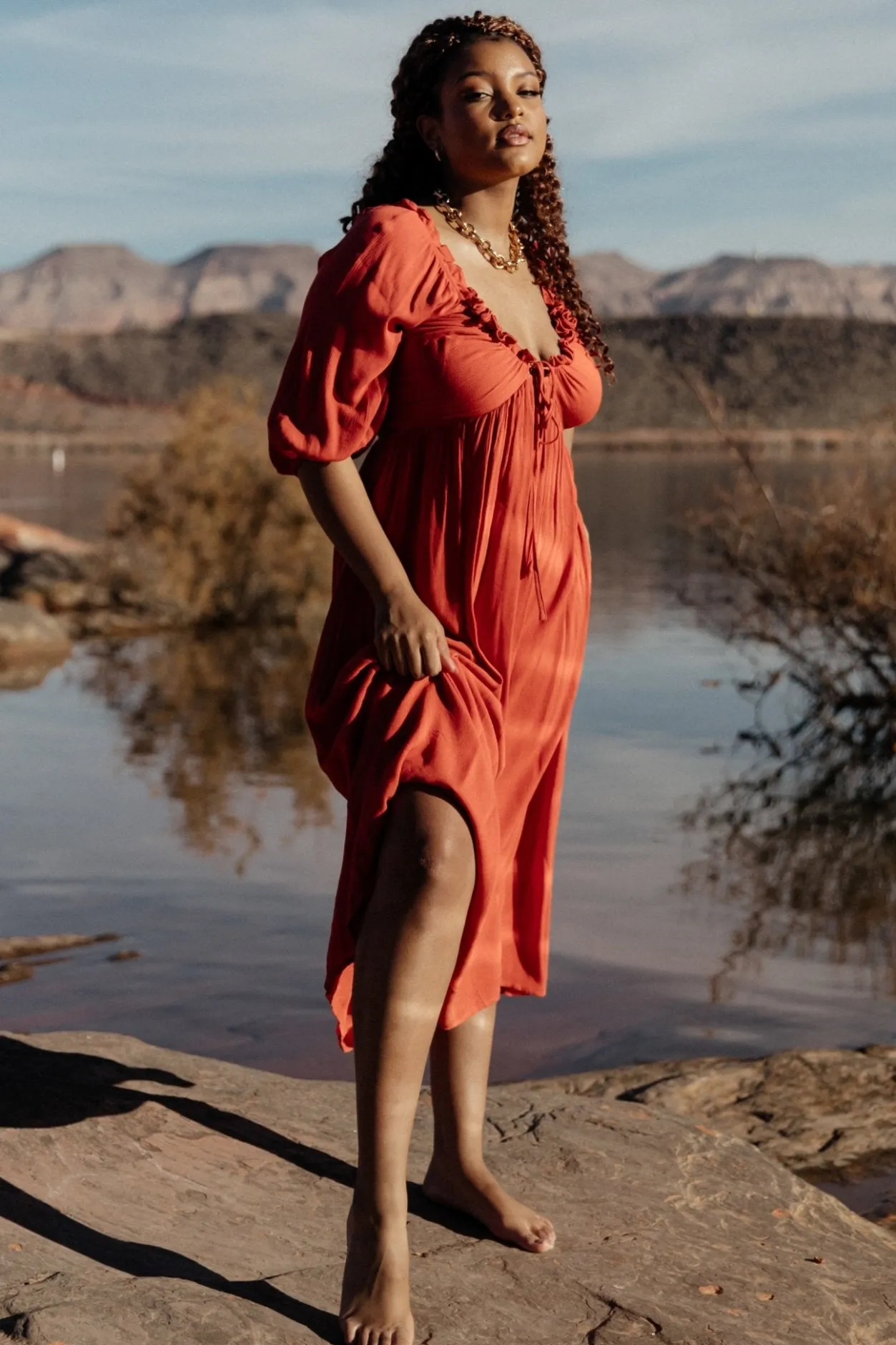 New Baltic Born Vicki Midi Dress | Rust