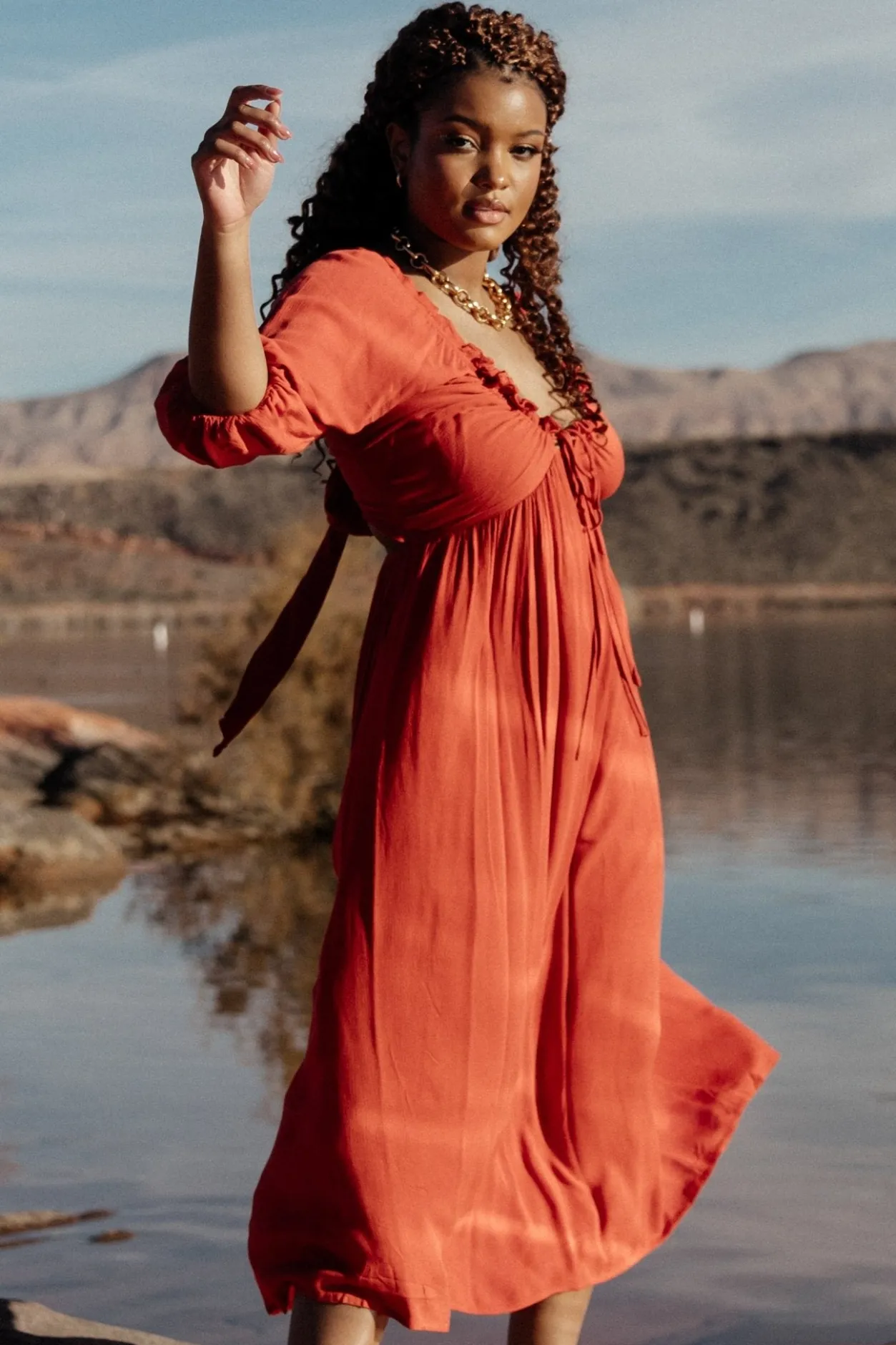 New Baltic Born Vicki Midi Dress | Rust