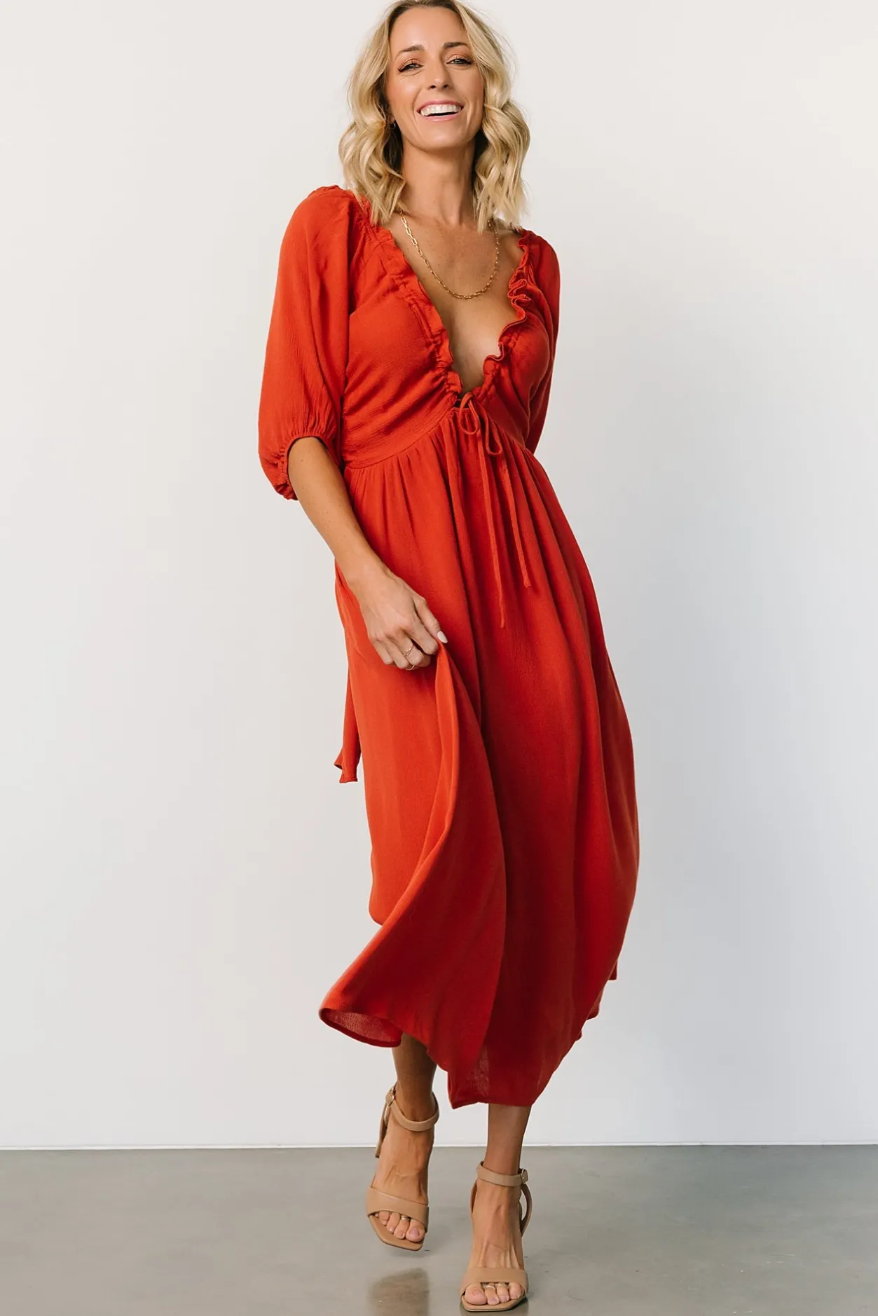 New Baltic Born Vicki Midi Dress | Rust