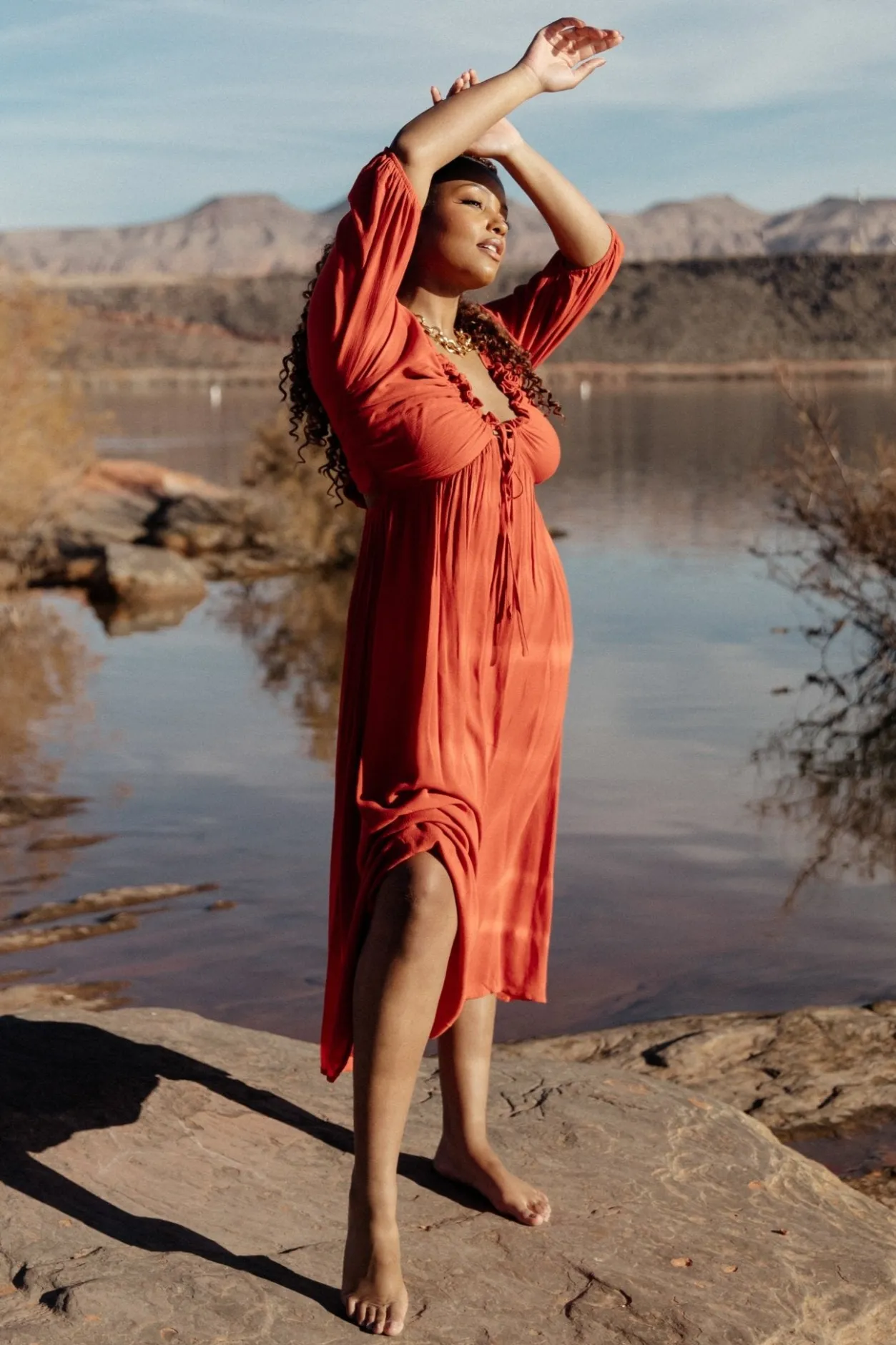 New Baltic Born Vicki Midi Dress | Rust