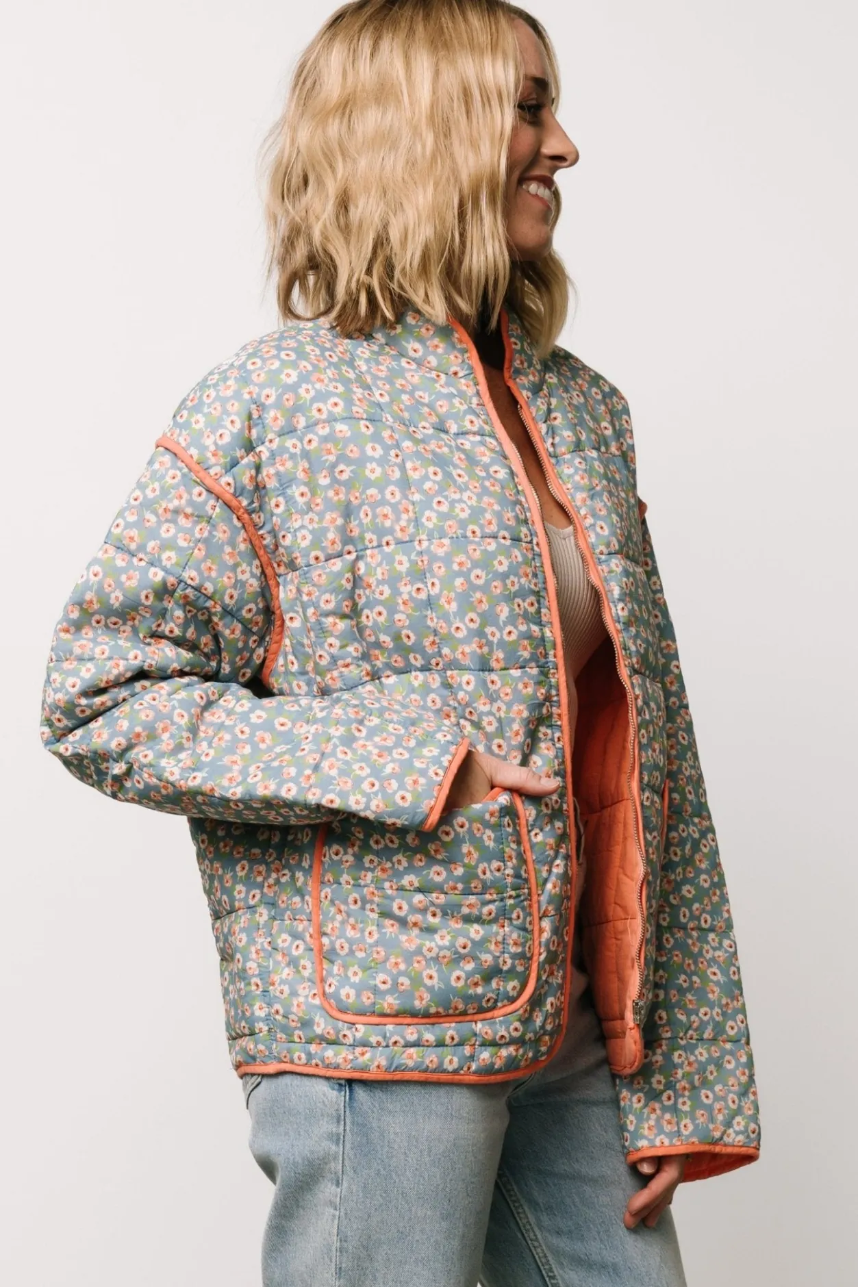 Online Baltic Born Vida Jacket | Dusty Blue + Coral Floral DustyBlue+CoralFloral