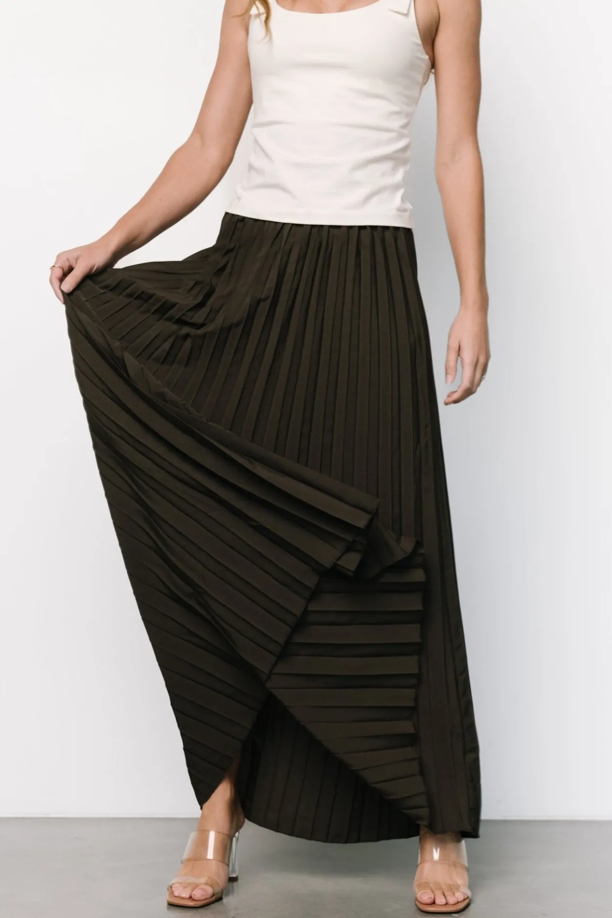 Discount Baltic Born Vinny Pleated Maxi Skirt | Charcoal