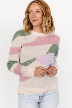Fashion Baltic Born Violet Geo Sweater | Lilac + Green Lilac+Green