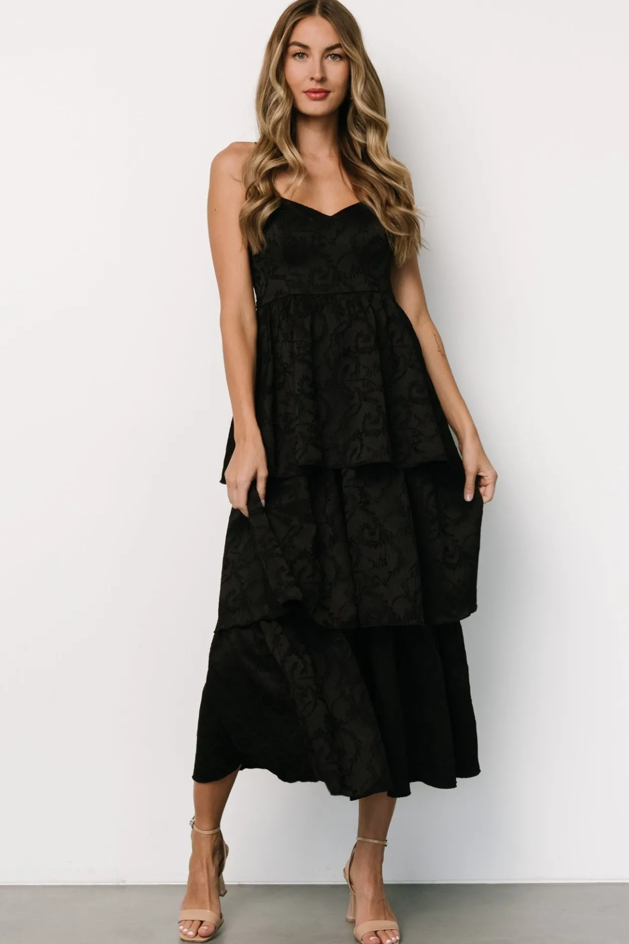 Outlet Baltic Born Violetta Embossed Tiered Dress | Black
