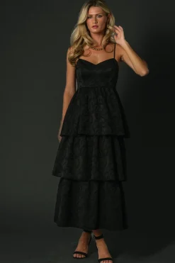 Outlet Baltic Born Violetta Embossed Tiered Dress | Black