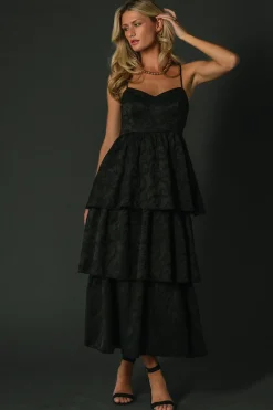 Outlet Baltic Born Violetta Embossed Tiered Dress | Black