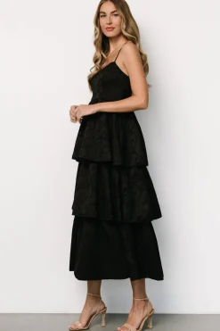 Outlet Baltic Born Violetta Embossed Tiered Dress | Black