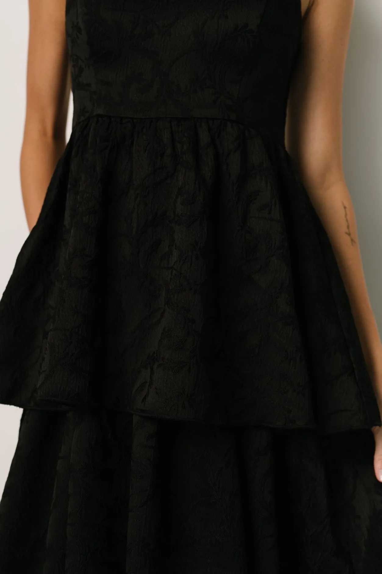 Outlet Baltic Born Violetta Embossed Tiered Dress | Black