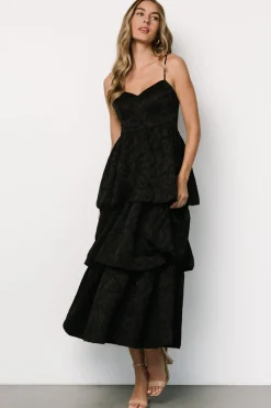 Outlet Baltic Born Violetta Embossed Tiered Dress | Black