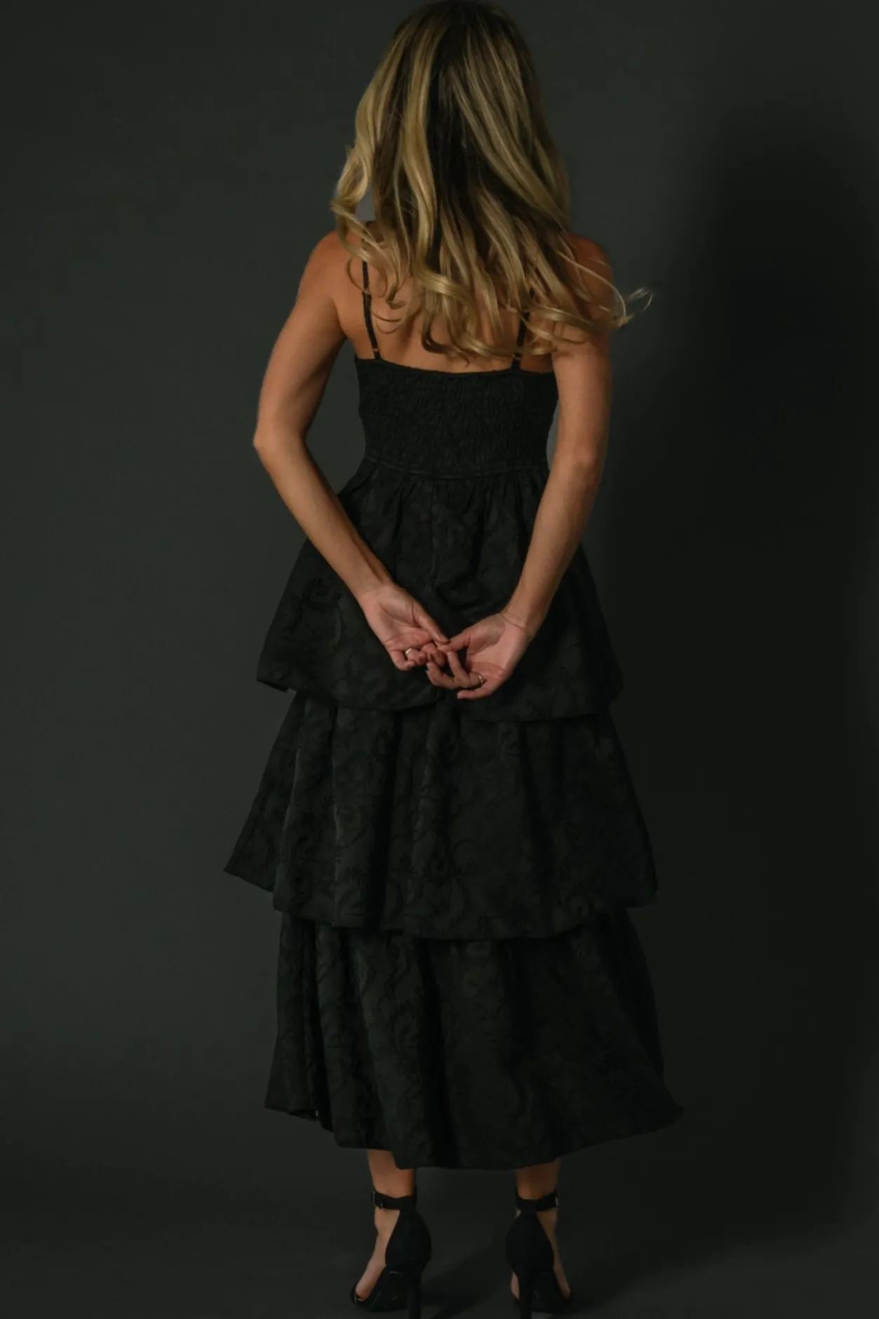 Outlet Baltic Born Violetta Embossed Tiered Dress | Black