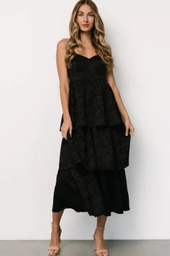 Outlet Baltic Born Violetta Embossed Tiered Dress | Black