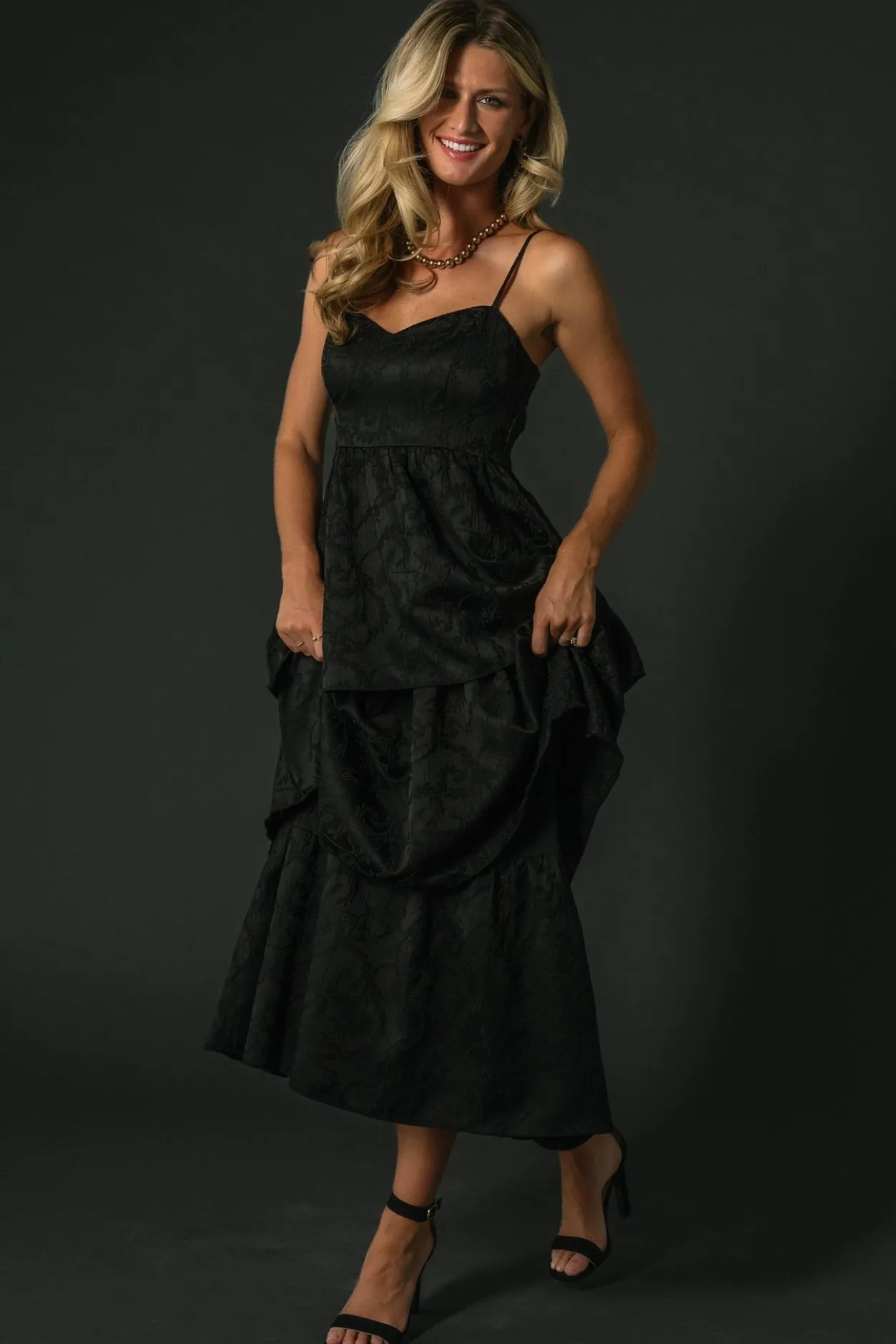 Outlet Baltic Born Violetta Embossed Tiered Dress | Black