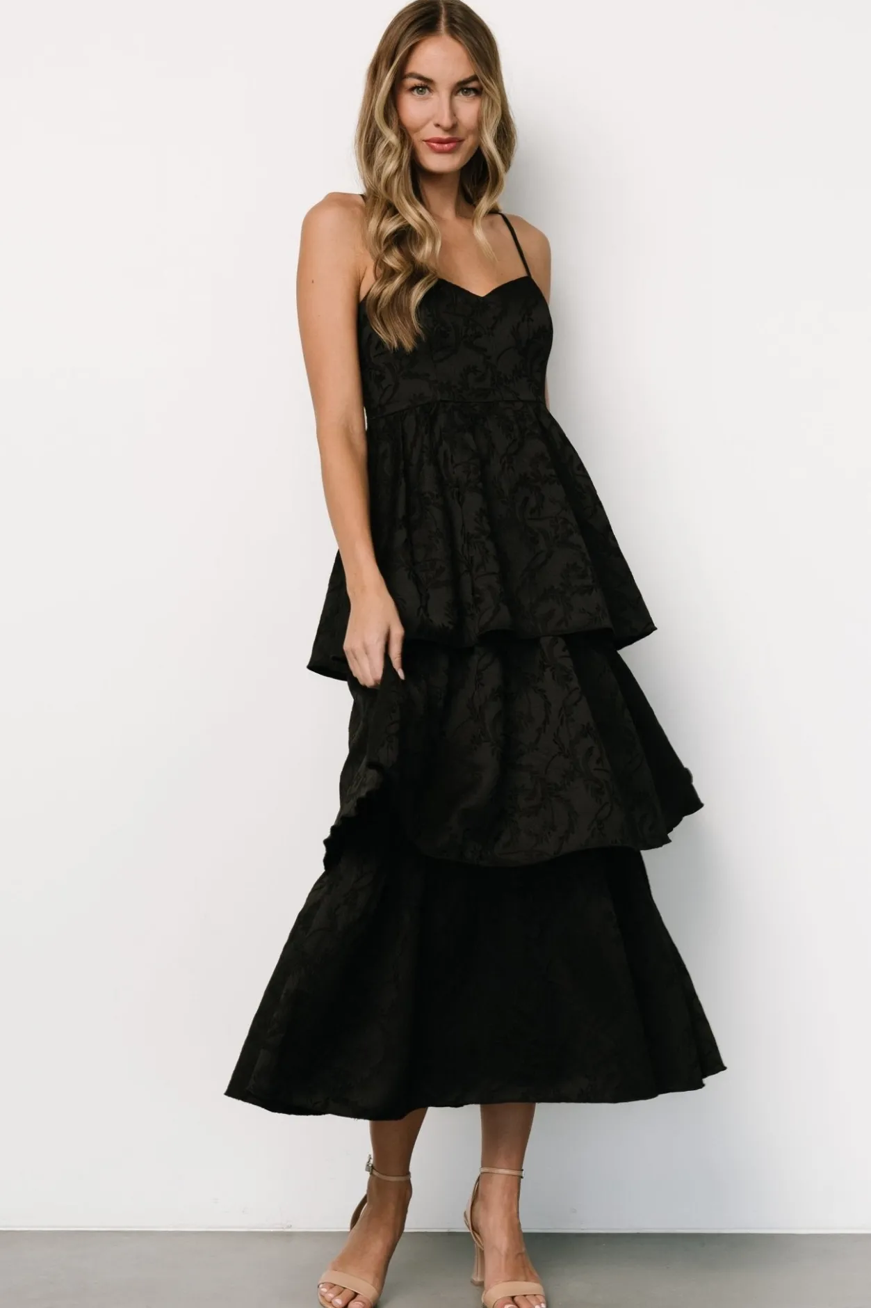 Outlet Baltic Born Violetta Embossed Tiered Dress | Black
