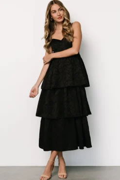 Outlet Baltic Born Violetta Embossed Tiered Dress | Black
