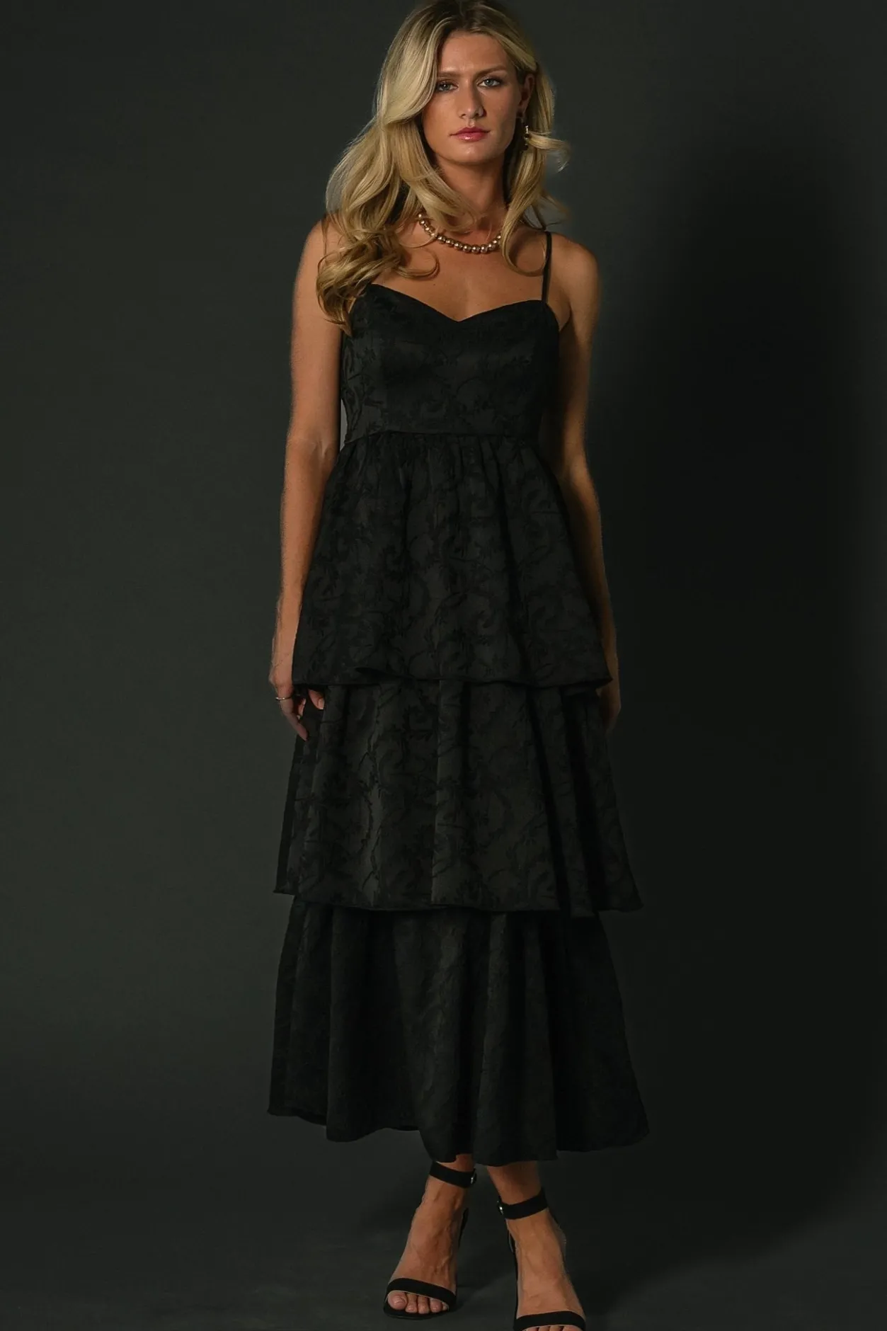 Outlet Baltic Born Violetta Embossed Tiered Dress | Black