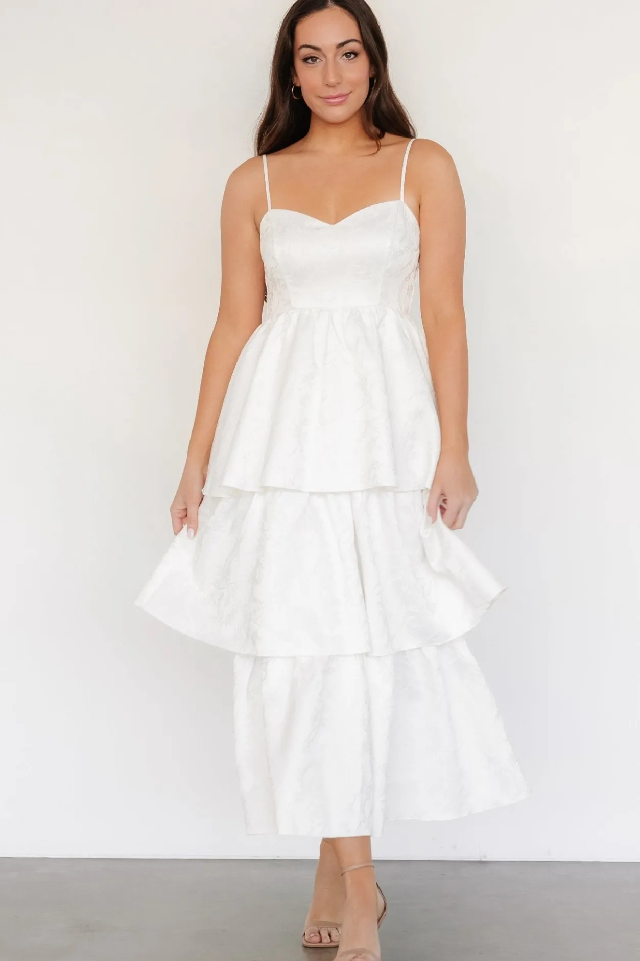 Fashion Baltic Born Violetta Embossed Tiered Dress | Off White OffWhite