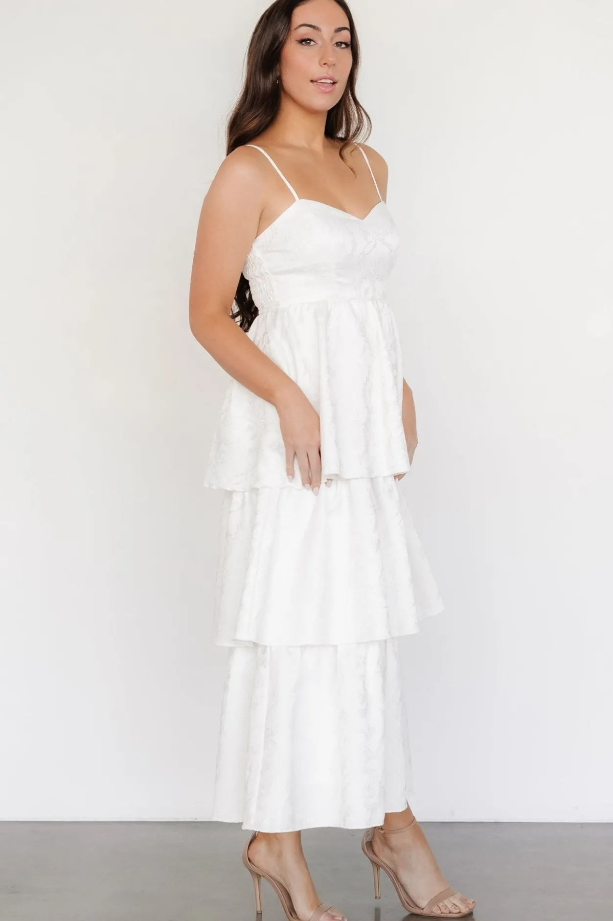 Fashion Baltic Born Violetta Embossed Tiered Dress | Off White OffWhite