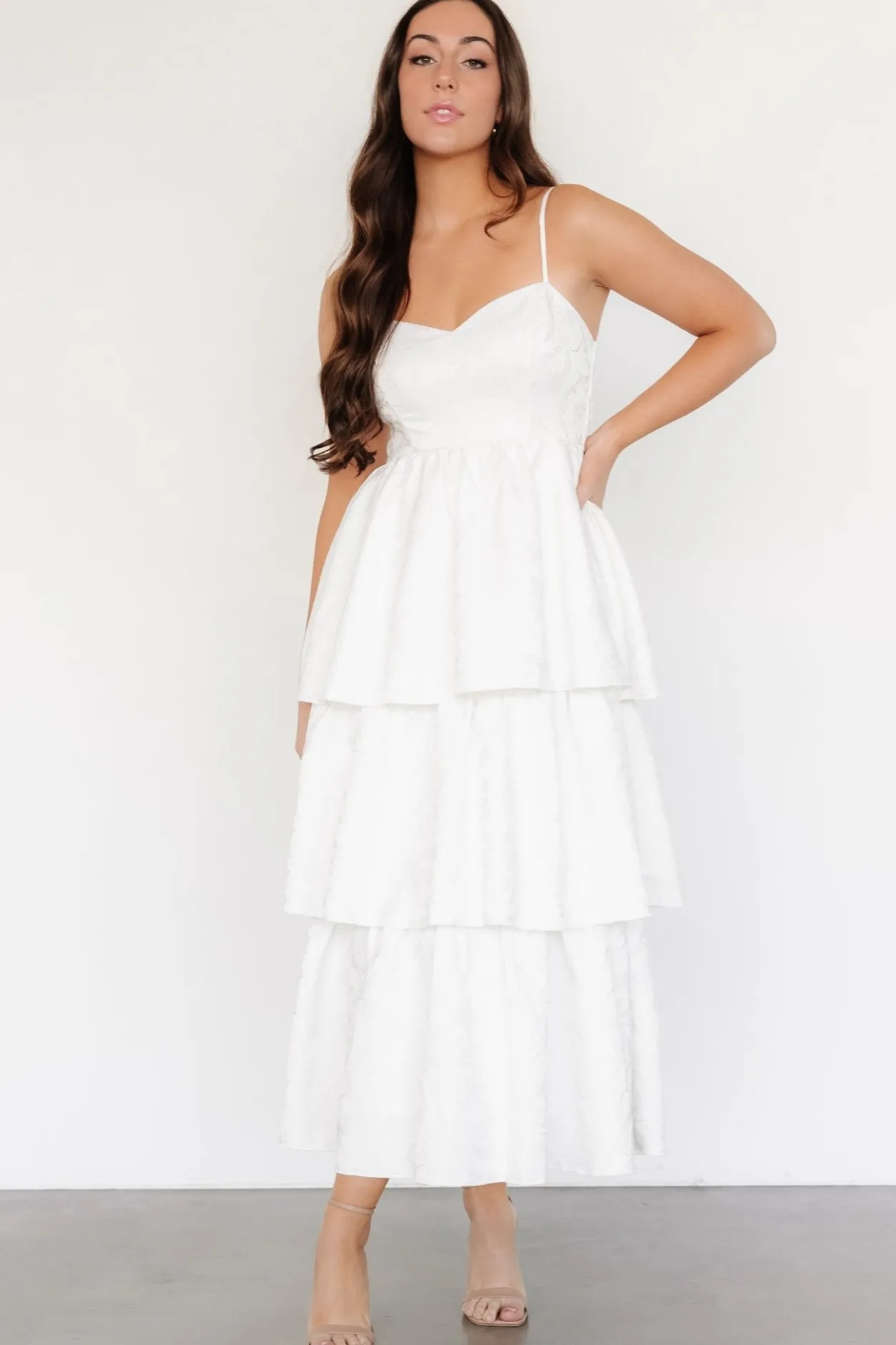 Fashion Baltic Born Violetta Embossed Tiered Dress | Off White OffWhite