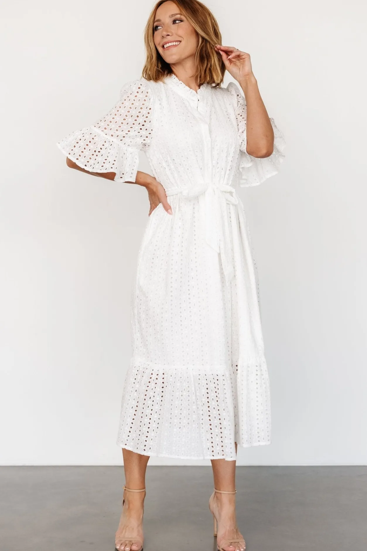 Outlet Baltic Born Virginia Eyelet Midi Dress | Off White OffWhite