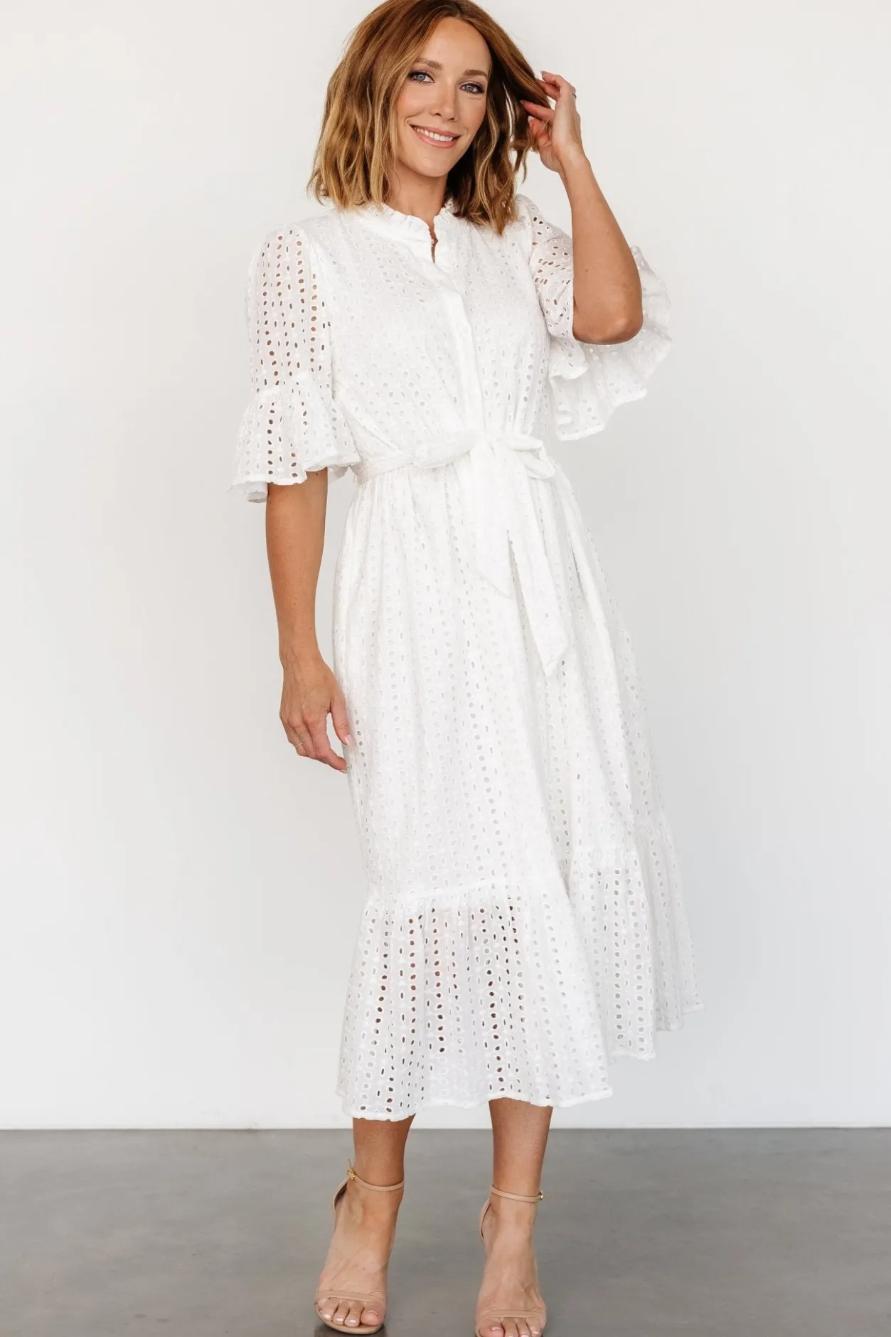 Outlet Baltic Born Virginia Eyelet Midi Dress | Off White OffWhite