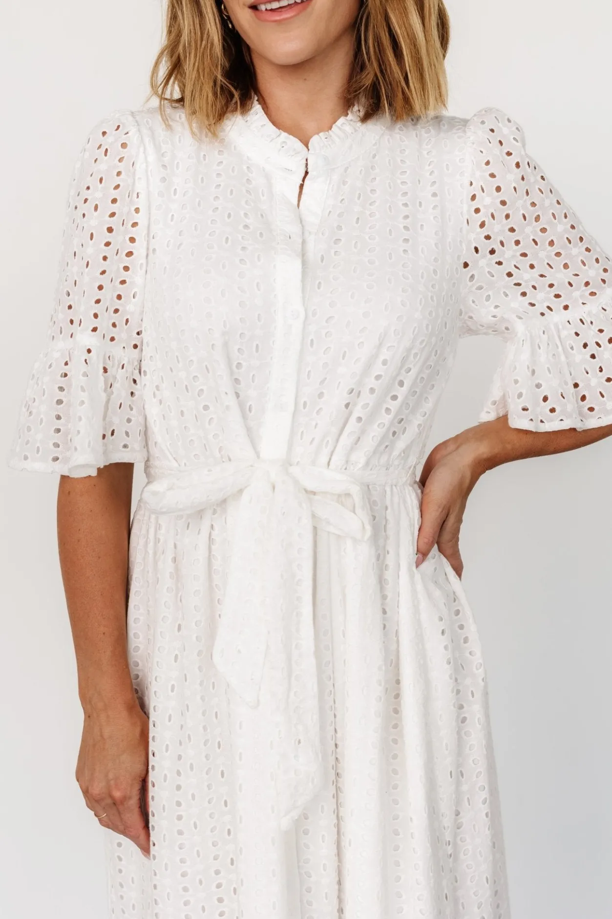 Outlet Baltic Born Virginia Eyelet Midi Dress | Off White OffWhite