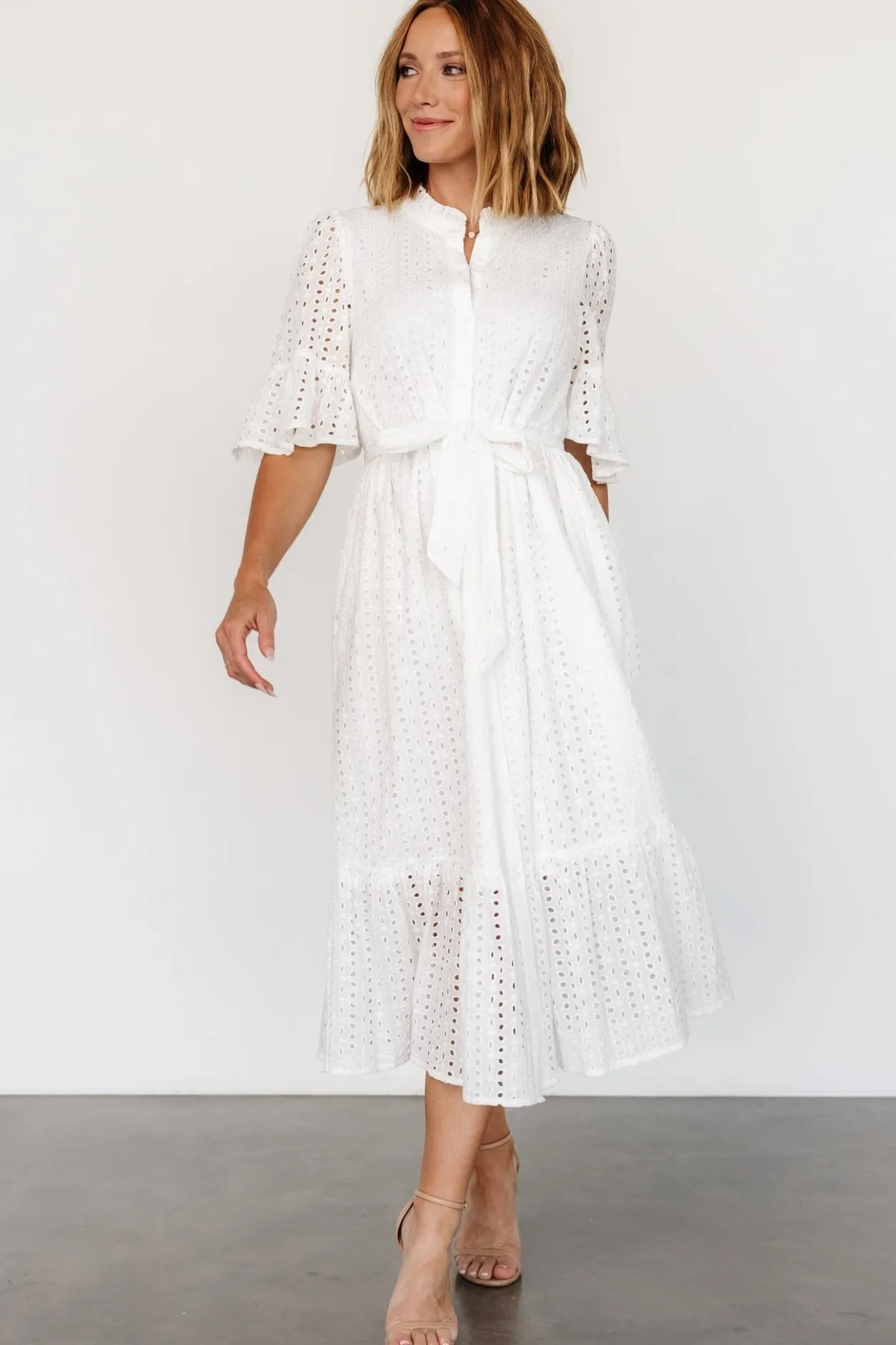 Outlet Baltic Born Virginia Eyelet Midi Dress | Off White OffWhite