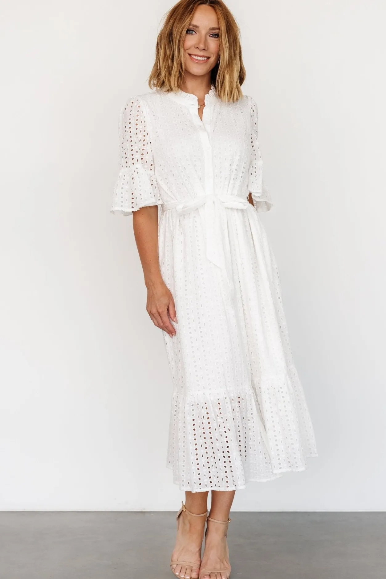 Outlet Baltic Born Virginia Eyelet Midi Dress | Off White OffWhite
