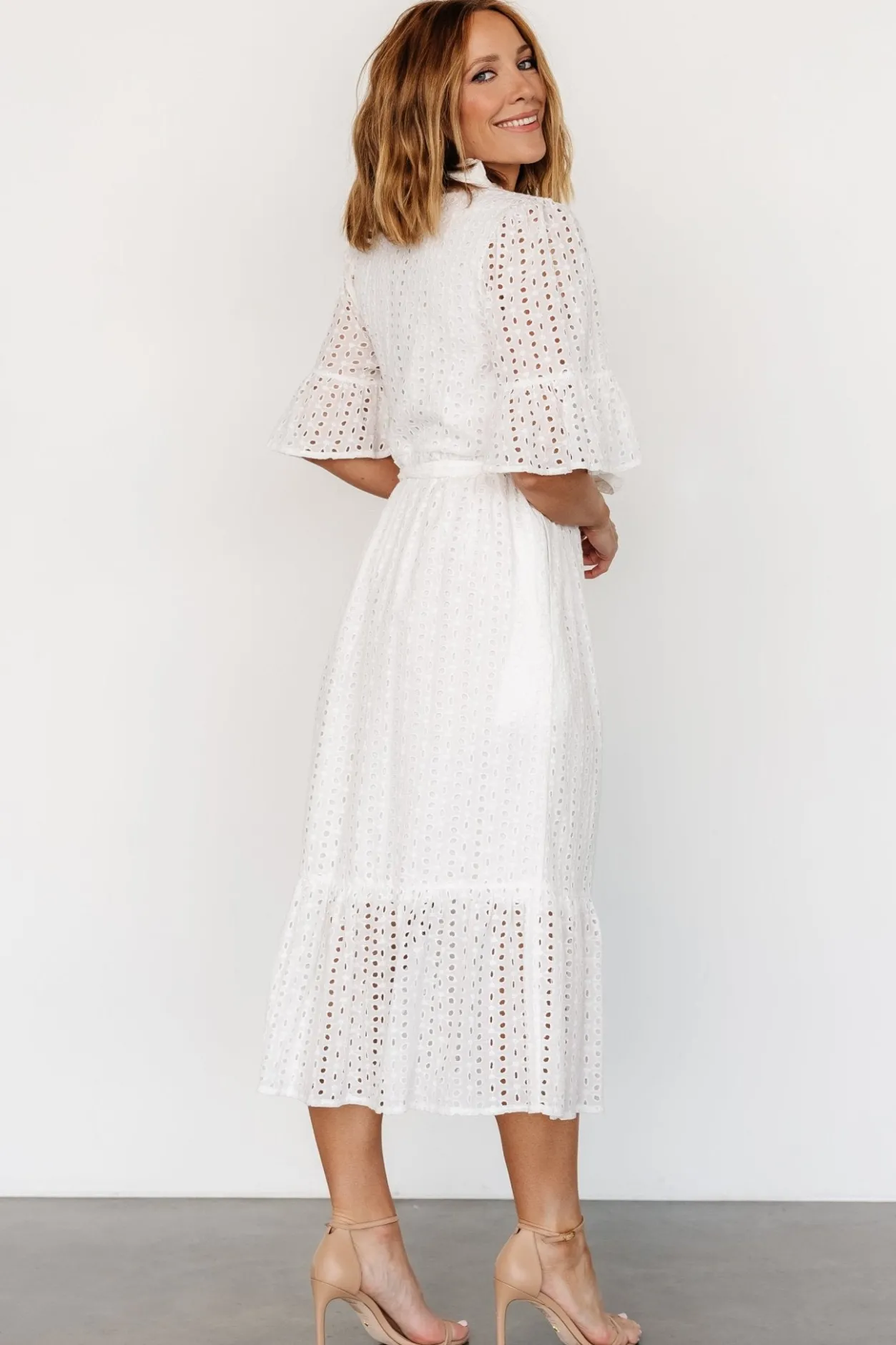 Outlet Baltic Born Virginia Eyelet Midi Dress | Off White OffWhite