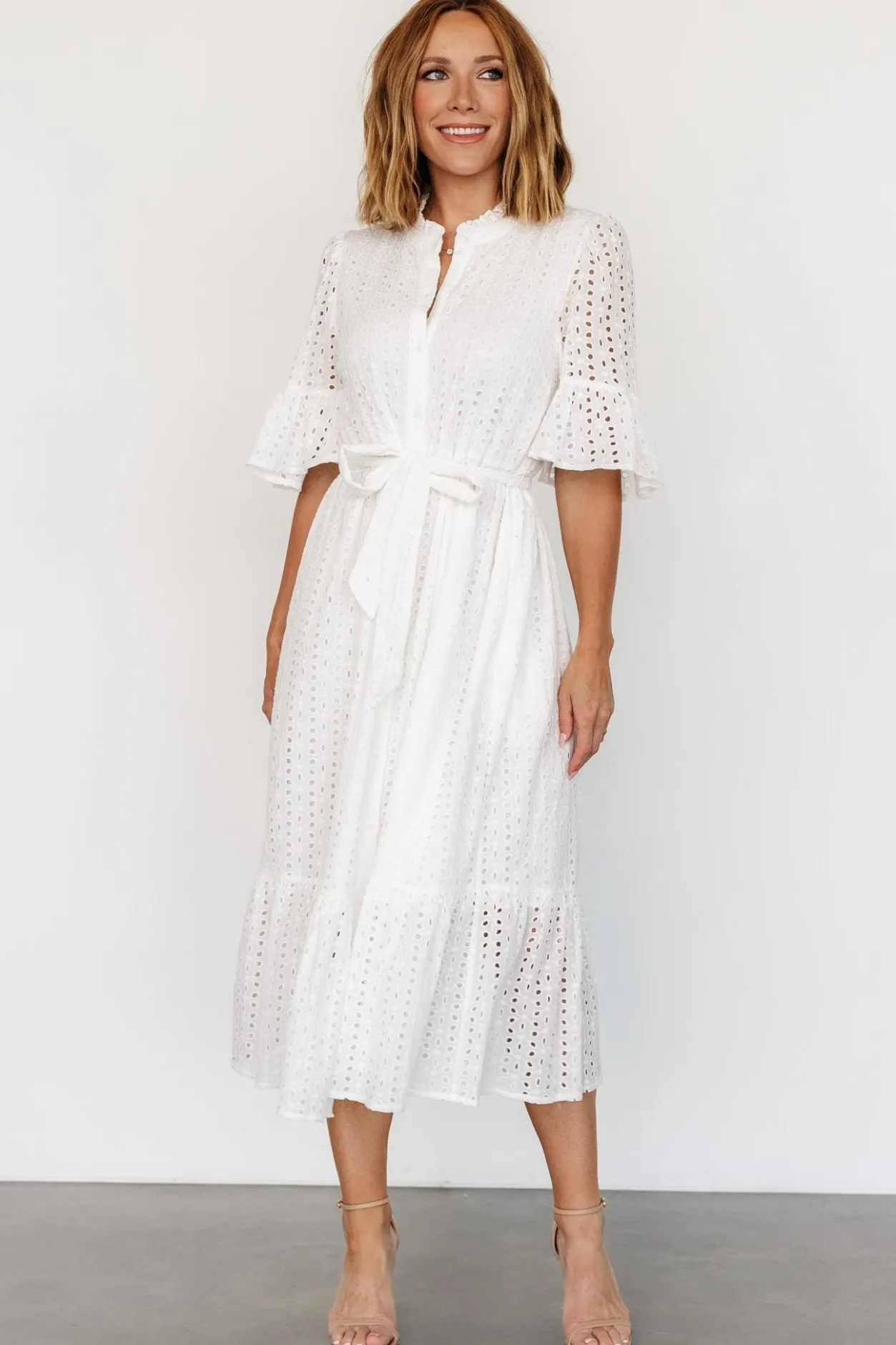 Outlet Baltic Born Virginia Eyelet Midi Dress | Off White OffWhite