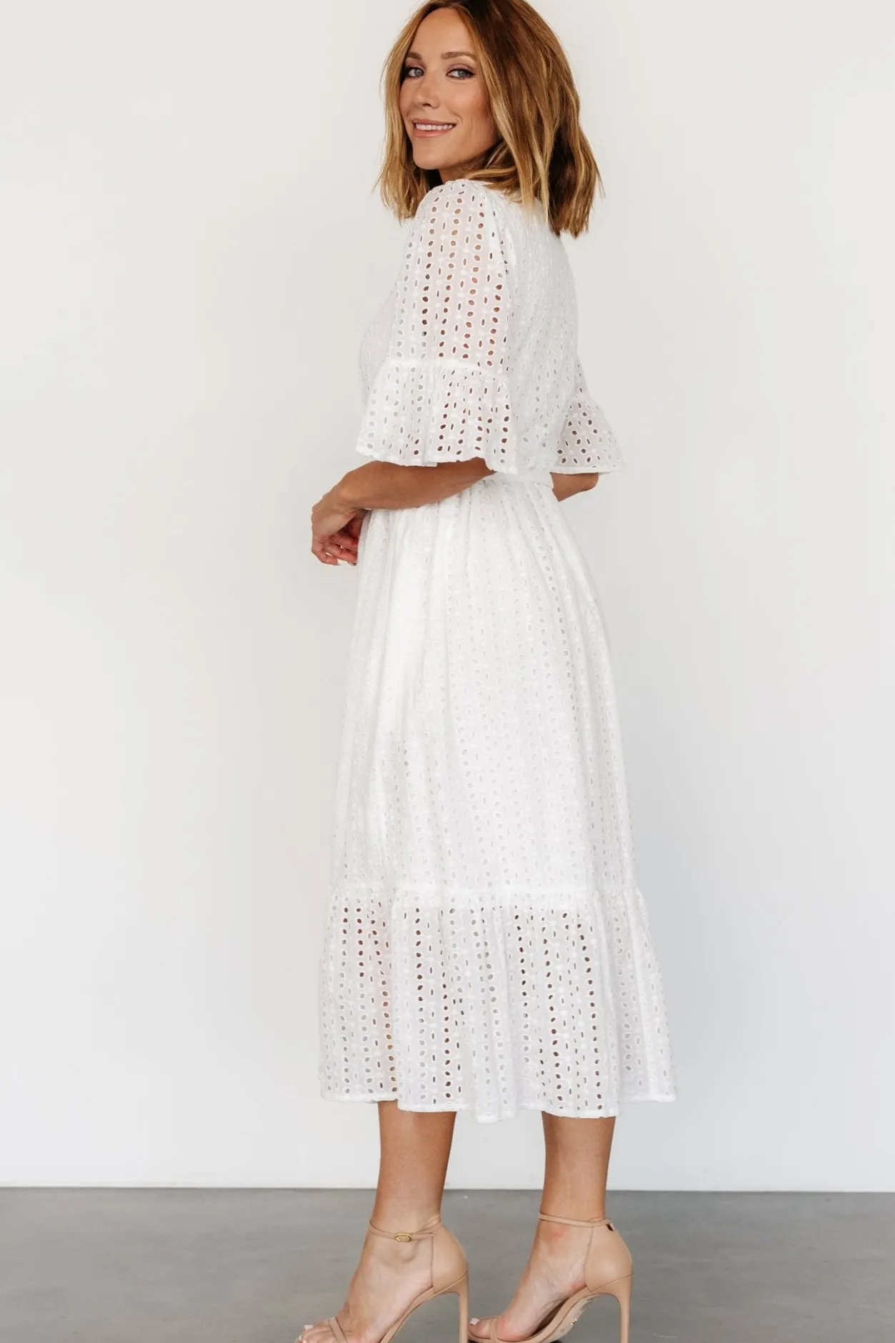 Outlet Baltic Born Virginia Eyelet Midi Dress | Off White OffWhite