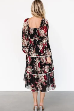 Discount Baltic Born Viviana Tiered Dress | Black Floral BlackFloral