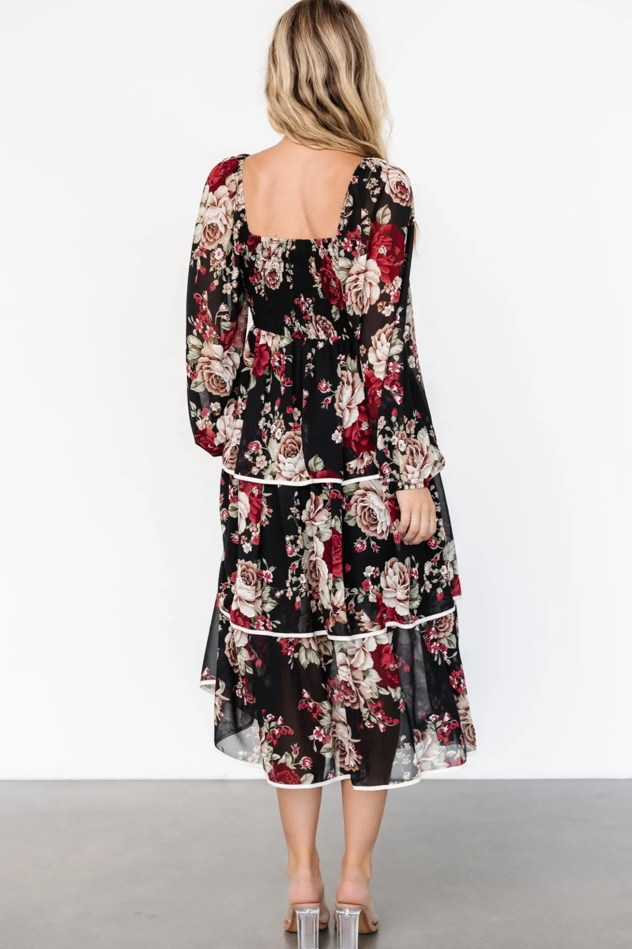 Discount Baltic Born Viviana Tiered Dress | Black Floral BlackFloral