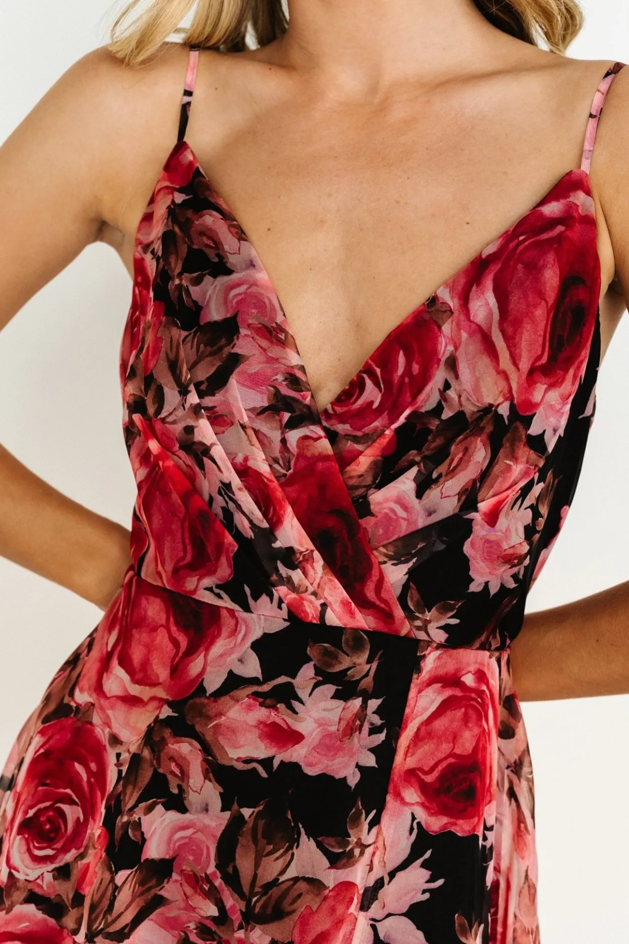 Hot Baltic Born Vivienne Maxi Dress | Pink + Black Floral Pink+BlackFloral