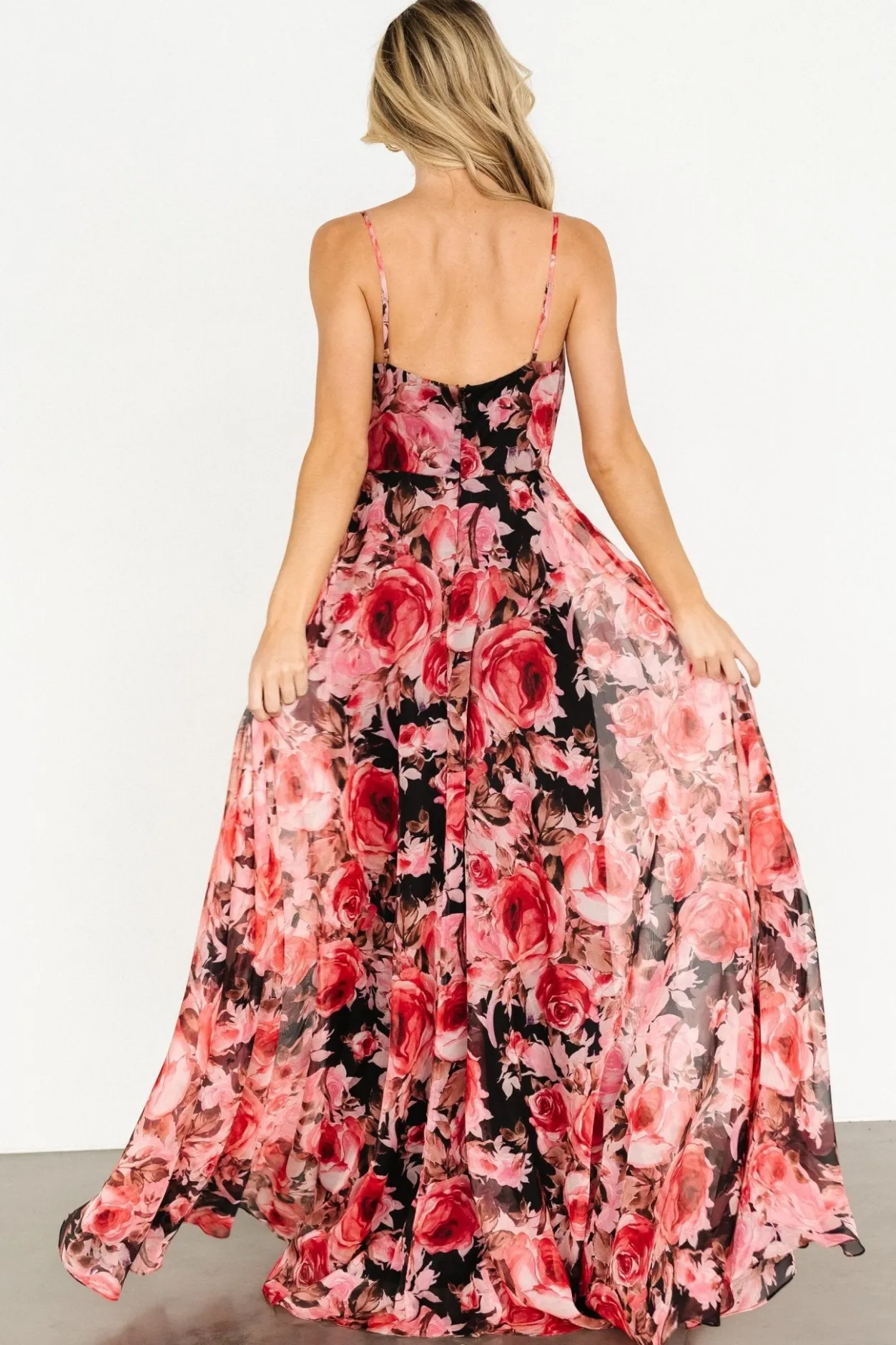 Hot Baltic Born Vivienne Maxi Dress | Pink + Black Floral Pink+BlackFloral