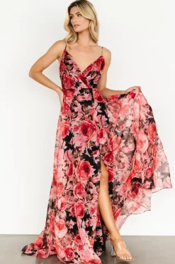 Hot Baltic Born Vivienne Maxi Dress | Pink + Black Floral Pink+BlackFloral
