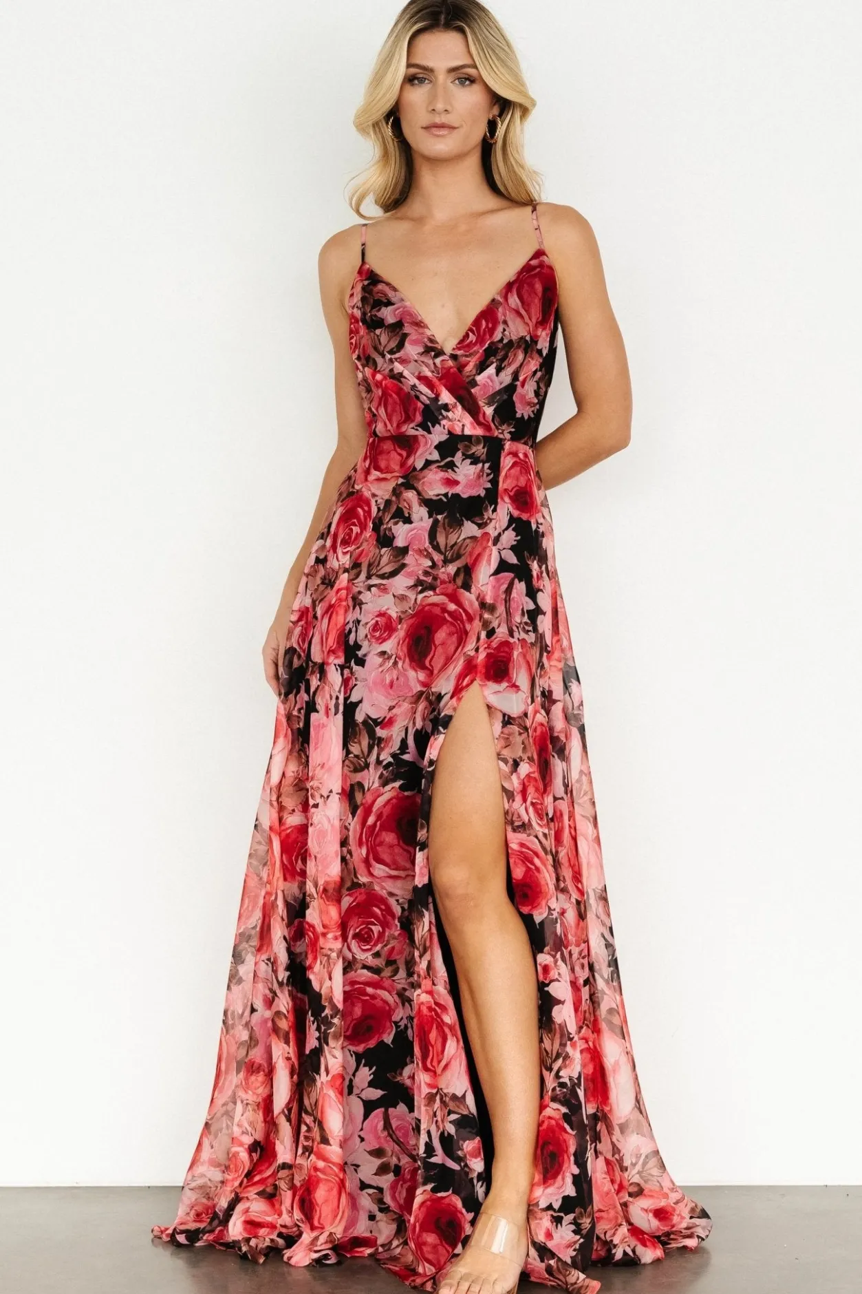 Hot Baltic Born Vivienne Maxi Dress | Pink + Black Floral Pink+BlackFloral