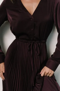Clearance Baltic Born Waco Pleated Dress | Dark Plum DarkPlum