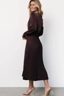 Clearance Baltic Born Waco Pleated Dress | Dark Plum DarkPlum