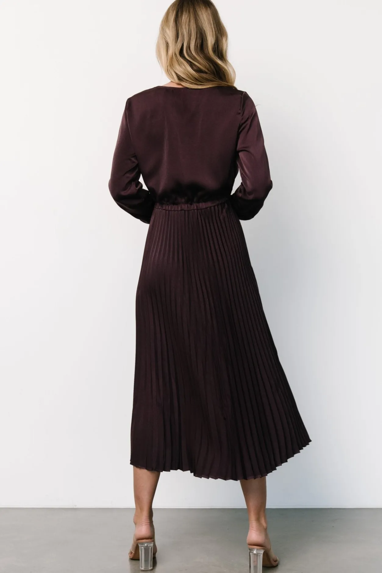 Clearance Baltic Born Waco Pleated Dress | Dark Plum DarkPlum