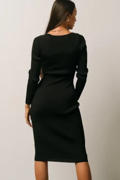 Outlet Baltic Born Waldorf Ribbed Midi Dress | Black