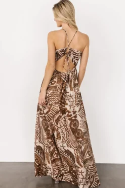 Hot Baltic Born Wallace Open Back Dress | Mocha Print MochaPrint