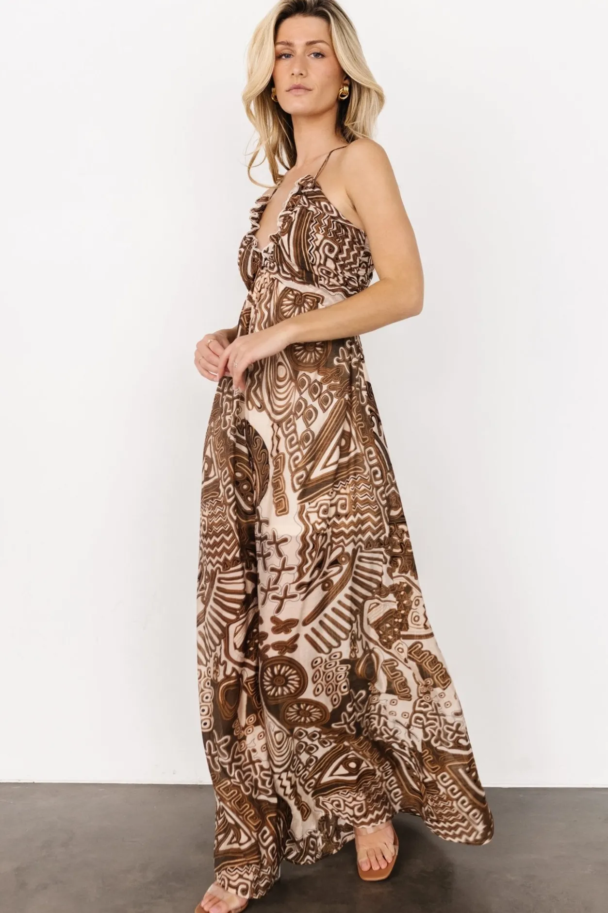 Hot Baltic Born Wallace Open Back Dress | Mocha Print MochaPrint