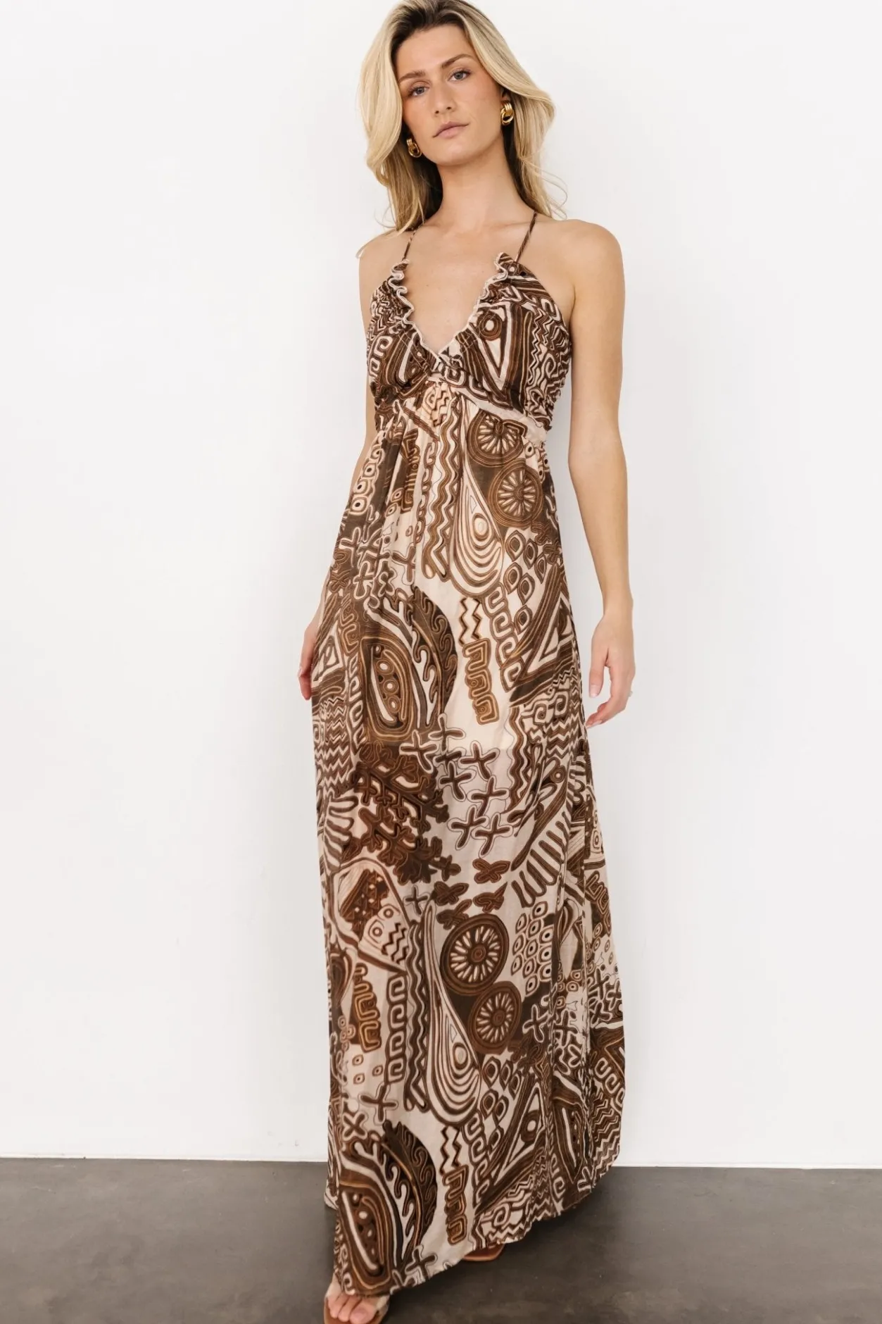 Hot Baltic Born Wallace Open Back Dress | Mocha Print MochaPrint