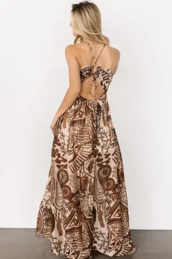 Hot Baltic Born Wallace Open Back Dress | Mocha Print MochaPrint