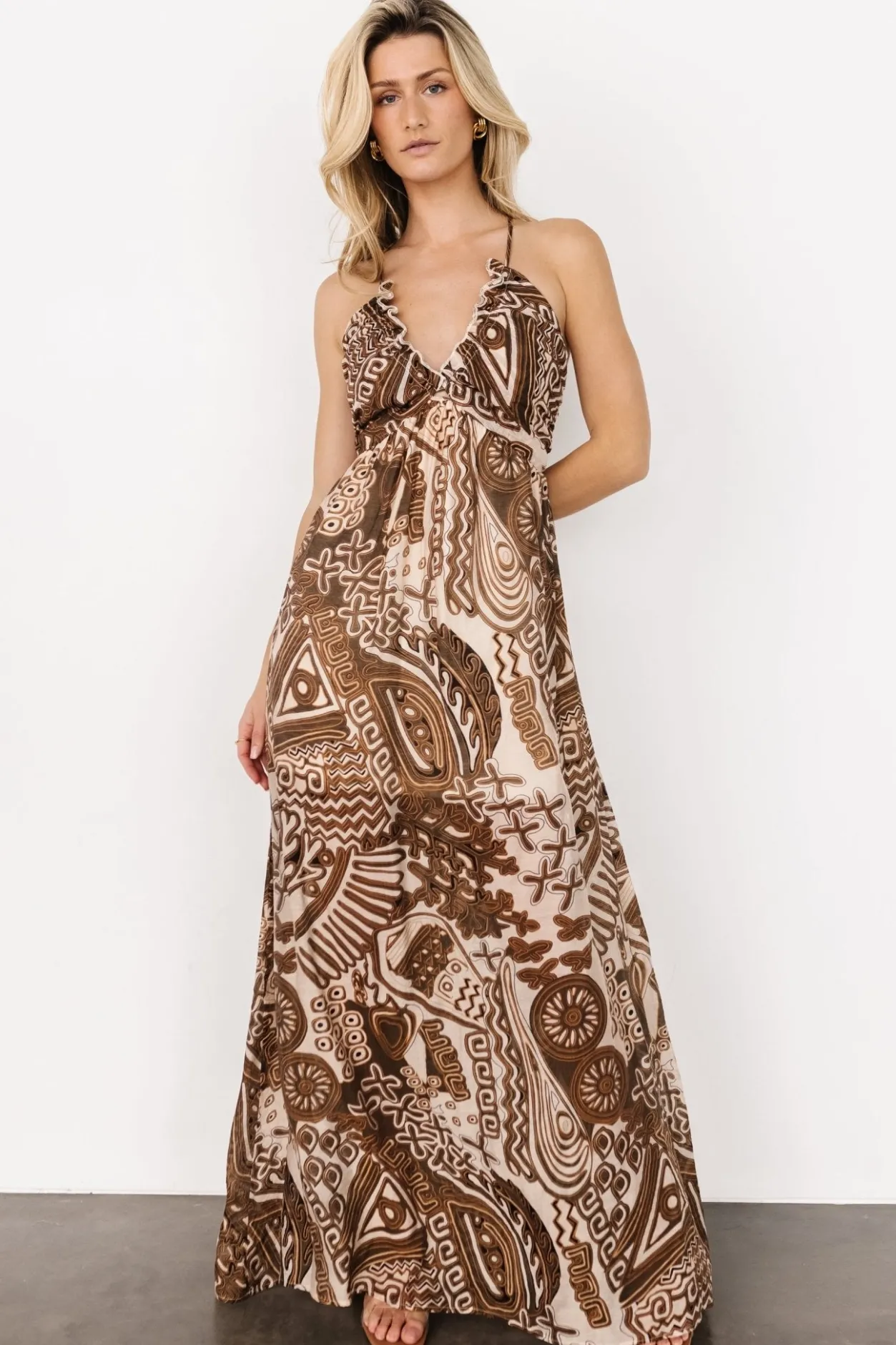 Hot Baltic Born Wallace Open Back Dress | Mocha Print MochaPrint
